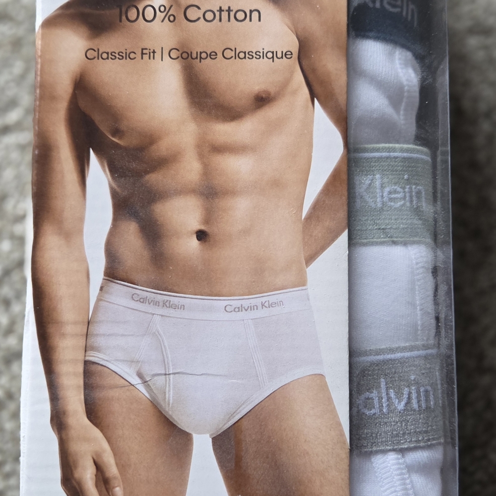 Calvin Klein 3-Pack White Men's Cotton Briefs with Logo Waistband
